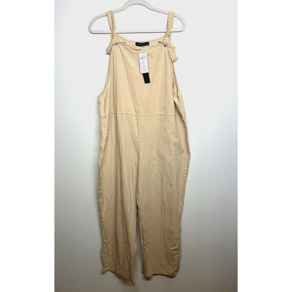 Zanzea Baggy Slouchy Jumpsuit Cotton Beige Boho Grunge Pockets Size XXXL New - Picture 1 of 10